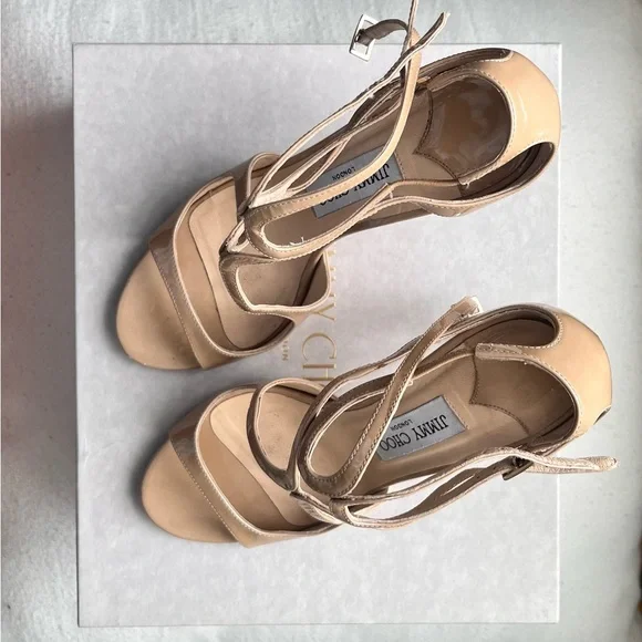 Jimmy Choo Ivette Nude 37.5 - Picture 4 of 7